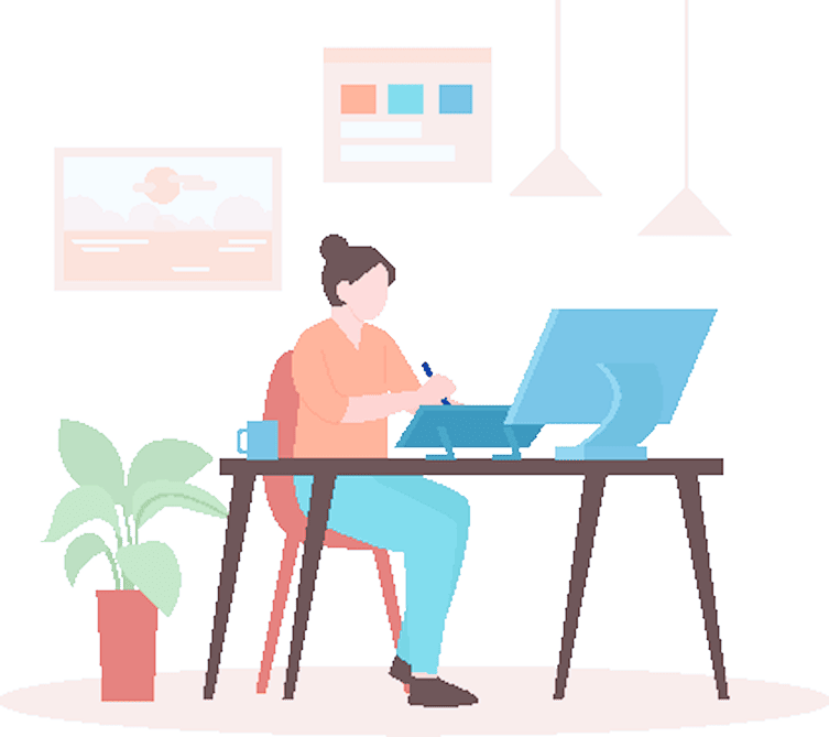 パソコンで作業している画像